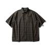 Camisa de verano 2025 con texto transpirable, estilo japonés, estilo retro a cuadros, con bolsillo de parche y solapa, holgada.