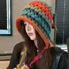 Gorro de Lã Tricotado com Borla Vermelha para Viagem no Oeste de Sichuan, Chapéu de Lã Quente Protetor de Orelhas, Chapéu de Roupa Estilo Retrô Artístico