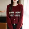 2026 Otoño/Invierno Tallas Grandes Suéter Abrigo Fair Isle para Mujer Sensación de Alta Gama Capa Interior o Exterior Prendas de Punto Capa Base Cárdigan