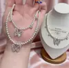 Colgante de Ballet Calado con Diamantes y Perlas Swarovski, Cadena de Clavícula Elegante y de Alta Gama, Cadena para el Cuello Suave y Moderna