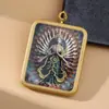 Guanyin de Mil Manos Pintada a Mano con Pintura Dorada Zorro de Nueve Colas Hada Zorro Thangka Caja Gawu de Acero de Titanio Tang Taoísta de Nueve Colas Dios Elefante Verde