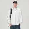Sudadera Negra de Cuello Redondo para Hombre Otoño/Invierno 2026, Corte Holgado, Manga Larga, Peso Pesado, Versátil Top Base Casual