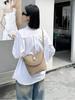 Bolso Estilo Coreano Mujer 2025 Nuevo Cuero Genuino de Alta Gama Patrón Lichi Bolso Tipo Cubo Portátil Hombro Combinable Bandolera Bolso de Mujer