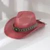Sombreros Populares Transfronterizos Europeos y Americanos para Hombres y Mujeres, Sombreros Vaqueros Turquesa con Patrones Vintage para Fiestas, Reuniones y Moda Cotidiana