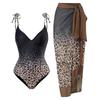 [Traje de banho macacão estampado personalizado para mulheres] Macacão europeu e americano vestido de gaze com proteção solar estilo férias Amazon atacado de traje de banho