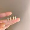 Pendientes de plata con forma de letra H de circonita chapada en oro real de Corea del Sur con aguja, pendientes de moda, pendientes sencillos y versátiles.