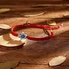 Pulsera Trenzada Ajustable Hecha a Mano con Cuerda para Mano, Nudo Plano de la Suerte, Ojo Azul, Perla Redonda para Palma, Joyería Explosiva Transfronteriza, Ojo Maligno