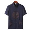 Atacado pronta entrega verão masculino Roupa Tang top meia-idade e idoso pai casual jacquard estilo chinês manga curta camisa vermelha