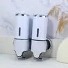 Dispensador de jabón manual de doble cabezal de plástico ABS, montado en la pared, máquina dispensadora de desinfectante de manos para hotel, baño impermeable