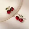 Nuevos Pendientes Populares de Manzana Roja Versátiles Temperamento Pendientes de Tachuela de Manzana para Mujer Nicho Versátil de Gama Alta Nuevos Pendientes para Mujer