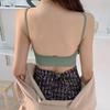 Ropa interior elástica sin costuras para mujer, chaleco deportivo con copa triangular desmontable, para la espalda, con escote en U grande y base exterior.