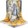Protector solar de primavera y otoño color hermoso satén cuadrado 90*90 flor de peonía bufanda de satén comercio exterior suministro punto al por mayor