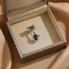 Broche de Gato Lindo Estilo Coreano, Accesorio de Moda de Nicho de Alta Gama, Pin Versátil para Traje con Piedra Ojo de Gato