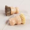 Cepillo de olla de madera para cocina transfronterizo cepillo de descontaminación de madera de haya mango corto de sisal mezcla de seda vegetal cepillo de limpieza de sellos marrón cepillo para platos