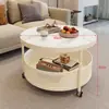 Mesa de Centro em Pedra Sinterizada Estilo Moderno Luxo Leve para Sala de Estar de Apartamento Pequeno Armazenamento Doméstico Mesa de Centro Nova Mesa Lateral Rodízios Móveis
