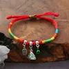 Festival del Bote del Dragón zongzi pulsera tejida a mano estilo nacional cuerda roja cuerda colorida aleación conejo pulsera de mano pequeños regalos al por mayor