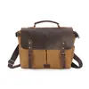 Bolso Bandolera para Hombre Transfronterizo Retro de Lona con Cera de Aceite y Cuero Crazy Horse Bolso de Hombro para Hombre Maletín Venta al por Mayor