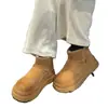 Botas da Moda 2025 Novo Estilo Botas Curtas com Lã, Botas de Neve Espessas Quentes de Inverno com Solado Grosso Antiderrapante para Mulheres, Sapatos de Algodão