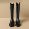 Botas largas ZHR para mujer, otoño 2023, nuevas, con punta redonda, adelgazantes, elegantes, combinables, sencillas, de color sólido, elegantes botas largas