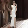 Vestido Sexy de Cola de Pez con Escote Pronunciado para Mujer 2026 Nuevo Estilo Elegante de Socialité Ajustado al Cuerpo Vestido de Banquete Vestido para Brindar