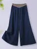 Calça Wide Leg de Cintura Alta para Mulheres, Corte Reto Solto Versátil Novo Estilo Chinês com Bordados Delicados, Calça Casual Emagrecedora