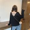 Linda Blusa T-Shirt Feminina de Manga Comprida em Tule nas Costas para Proteção Solar 2025 Novo Verão Preguiçosa Fina Solta Comprimento Médio