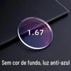 Lente transparente anti-luz azul 1.67 não-base asférica resina lente para miopia processamento Danyang óculos