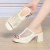 Zapatillas de Verano para Mujer de una Pieza para Exteriores con Envío Directo, Tacón Grueso, Plataforma Impermeable, Superficie de Malla, Sandalias de Moda para Mujer con Punta Abierta, Tacón Alto y Suela Suave