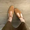 Moda literaria estilo bosque~ Sandalias romanas tejidas retro impresionantes para mujer, combínalas con faldas, Mary Janes calados, zapatos cerrados de tacón grueso