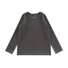 Wulibu-2026 Camiseta Básica de Manga Larga Estilo Coreano Nueva para Primavera y Otoño para Niños, Camiseta a Rayas con Cuello Redondo de Moda para Niñas