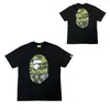 Camiseta de Manga Curta da Marca Japonesa Trendy Bape com Estampa de Cabeça de Macaco, Camiseta Casual de Meia Manga para Casal de Verão