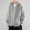 Moletom com capuz masculino, estilo primavera/outono, unissex, estilo Hong Kong, modelagem solta, casual, tendência americana, cor sólida, aberto na frente, atacado
