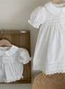 Vestido Estilo Coreano para Niña con Adorno de Encaje, Cuello de Muñeca, Mameluco Blanco, Vestido de Princesa Versátil para Bebés, Conjuntos Coordinados para Hermanas