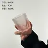 Taza de vidrio transparente esmerilado rosa de alto valor de color, alto sentido, para oficina en casa, taza para jugo de frutas, taza de té