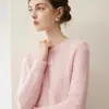 Suéter de cashmere 100% puro espessado para mulheres, gola redonda, trança, manga longa, pulôver, malha macia e aconchegante para outono e inverno, adequado para o trabalho