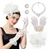 Accesorios para fiestas de festivales de carreras de caballos más vendidos de Amazon: conjunto de tocado de plumas, guantes, combinación de aretes y collar, accesorios de actuación