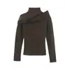 Tendência de Moda Outono/Inverno 2025 Blusa Feminina Manga Longa Off-Shoulder Slim-Fit com Patchwork de Renda para Atacado e Distribuição