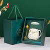 Presentes criativos caneca de cerâmica com tampa e colher estilo nórdico xícara de café reunião anual da empresa benefícios para funcionários logo imprimível