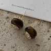 Aretes de Piedra Ojo de Tigre Natural Diseño Simple Nicho Dos Formas de Usar Aretes 2025 Literario Retro Aretes Maillard