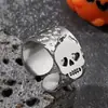 Joyería de Estilo Europeo y Americano Anillo de Acero Inoxidable Calavera de Calabaza Personalizada Halloween Joyería Peculiar Anillo Abierto de Acero de Titanio