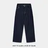 Jeans Rectos Simples Estilo Americano 2026 Unisex Modernos Suaves Caídos Mezclilla Cruda Adelgazantes Casuales Pantalones de Pierna Ancha