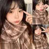 Bufanda a Cuadros Otoño e Invierno para Mujer, Estilo Coreano, Imitación Cachemir, Engrosada, Versátil, Cálida, Adecuada para Estudiantes, Estilo Jk, Calentador de Cuello Lindo para Parejas
