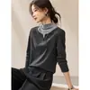 Camiseta Interior Inteligente Ol Falsa de Dos Piezas 25 Moda de Invierno Bordada Falsa de Dos Piezas Cálida y Engrosada Camiseta Interior