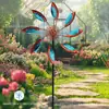 Estaca de chão para cata-vento de ferro retrô para exterior, cata-vento de metal rotativo de dupla face, ornamento decorativo para jardim, pátio e gramado