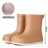 Botas de Chuva Quentes Cáqui Japonesas e Coreanas, Botas de Borracha Impermeáveis Femininas de Cano Médio-Curto, Sapatos para Trekking na Água, Botas de Chuva para Deslocamento ao Ar Livre