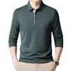 Ropa nueva para hombres de mediana edad y mayores, con forro polar, engrosada, camiseta transpirable, otoño e invierno, cuello camisero, camiseta POLO de manga larga, top casual holgado