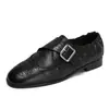 Mocassins brogue estilo old money de couro bovino de camada superior para mulheres, sapatos confortáveis clássicos pretos com fivela retrô outono 2026