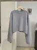 KEKEZOON Grueso Suave Otoño/Invierno Estilo Coreano Versátil Cuello Redondo Color Sólido Manga Larga Corto Suéter de Punto para Mujer 9295