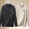 Tops de otoño e invierno con cuello semi-alto, forro polar de doble cara, capa interior ajustada de negocios, camiseta base cálida, camiseta de manga larga para hombre