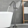 Torneira de banheira hotel de luxo leve cinza chumbo banheiro água quente e fria piso parede água chuveiro todo cobre cilindro borda torneira vertical
